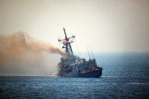 USS Stark hit by two Exocet missiles from Iraqi Sky Hawk in May 17, 1987. 