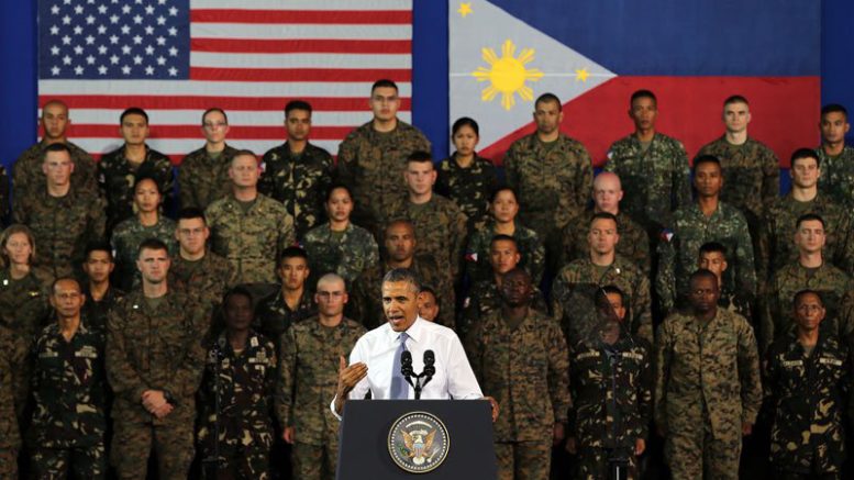 US President Obama speech to US and Filipino soldiers at Fort Bonifacio, Taguig