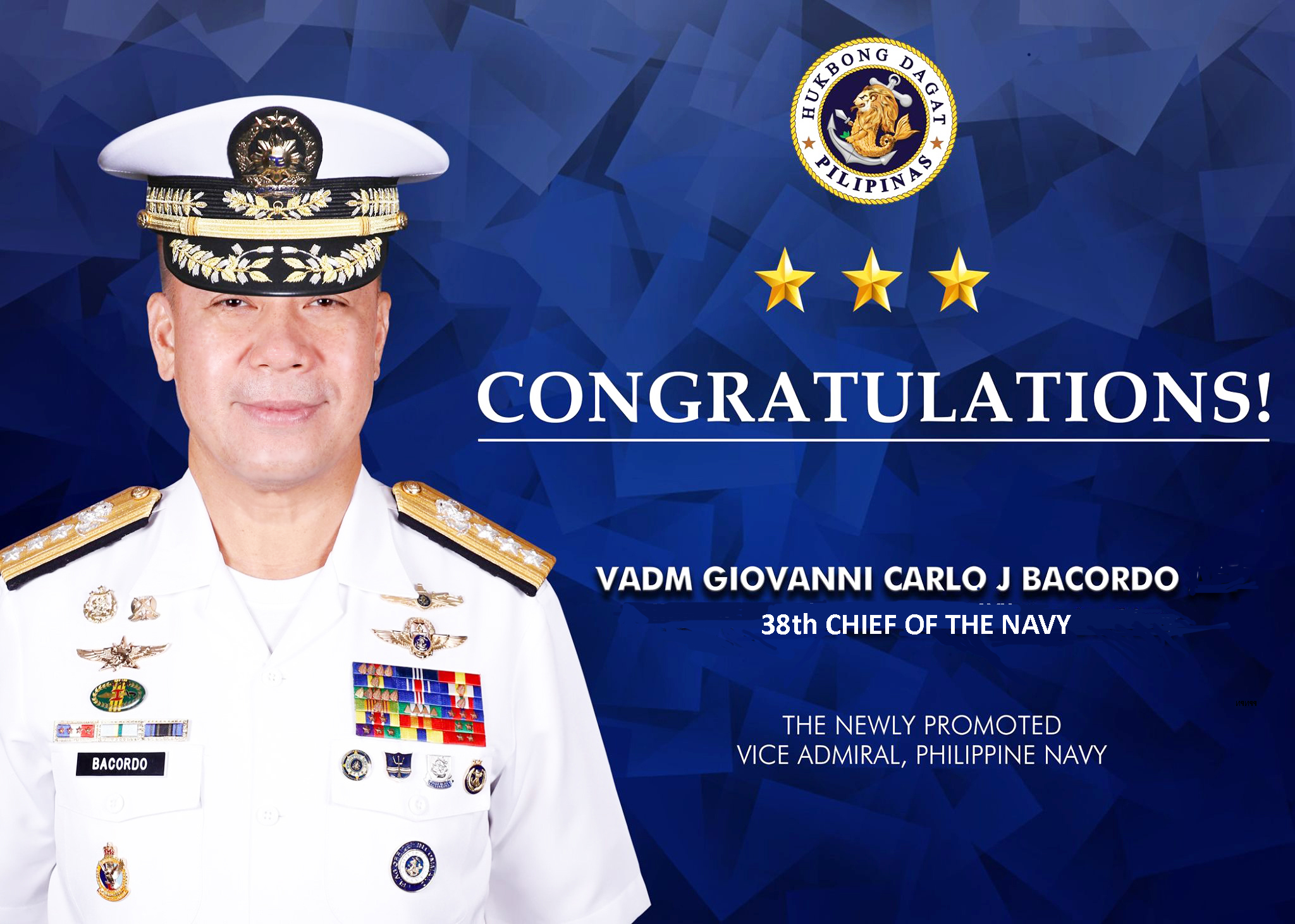 Vice Admiral Giovanni Carlo J Bacordo Pn 38th Flag Officer In Command